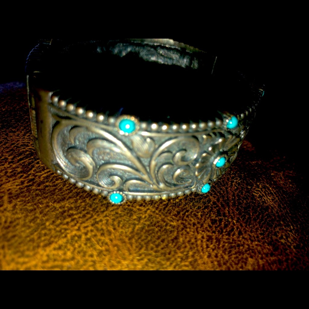 Cuff Bracelet with faux turquoise stones.